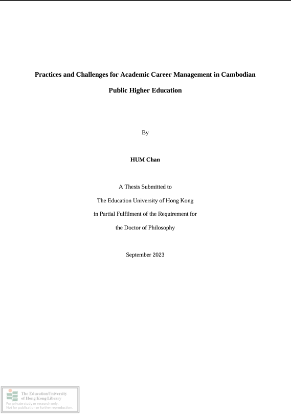 Cover of Practices and Challenges for Academic Career Management in Cambodian  Public Higher Education